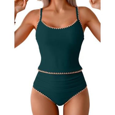 Imagem de Maiô Tankini Femenie Tummy Control, cintura alta franzida - Eomenie