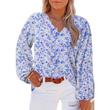 Imagem de Blusa feminina Eytino, tamanho grande, casual, manga comprida, decote 