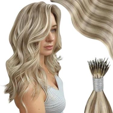 Imagem de Extensões de cabelo Nano Bead Moresoo castanho claro/loiro platinado