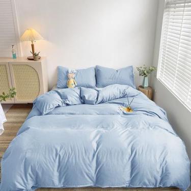 Imagem de Capa Duvet Percal para Edredom Casal 220x240cm - Azul C/ Zíper - FASTL