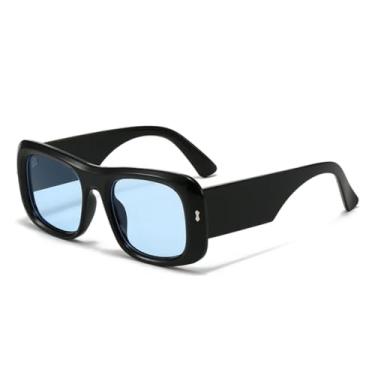 Imagem de HPIRME Óculos de grau vintage feminino armação grande Uv400 (preto azul)