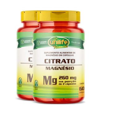 Imagem de Kit 2 Magnésio Citrato Unilife 60 Cápsulas
