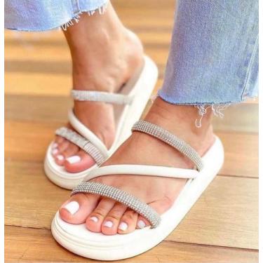 Imagem de Sandália papete  feminina moleca 5469.121 tiras strass, 37