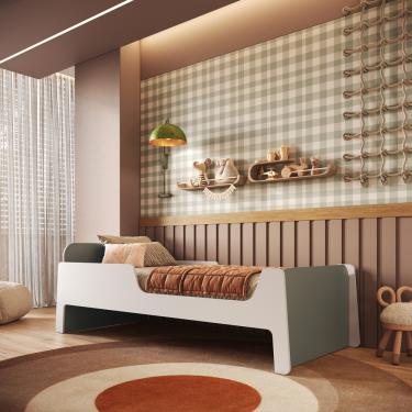 Imagem de Cama Infantil Solteiro em MDF Mick Mobikasa e Colchão Gazin - Branco/Verti/Marrom