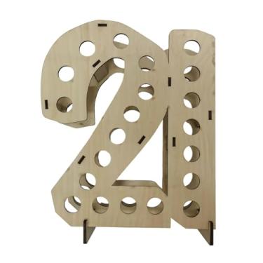 Imagem de Chewtoyo Mini prateleira de exibição de garrafa de licor, rack de vinho de 21 anos, comporta 21 mini garrafas, decoração de aniversário de 21 anos, perfeita para celebrações e presentes
