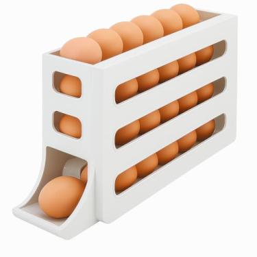 Imagem de Organizador de Ovos para Geladeira, Armazenamento Prático e Inteligente, Bandeja Empilhável Branca, Capacidade para 24 Ovos