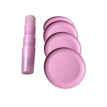 Imagem de Conjunto de louça de plástico de 8 peças, 4 pratos planos e 4 copos de plástico, feito para acampamento ao ar livre