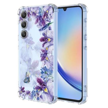 Imagem de WEIOUHR Capa para Galaxy A55 5G Samsung A55 5G design de impressão de íris TPU macio transparente, resistente a choques e arranhões, para Samsung Galaxy A55 5G (roxo íris)