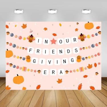 Imagem de AIBIIN 2,1 x 1,5 m Pano de fundo de aniversário de Ação de Graças em Our Friends Giving Era Banner outono festa de ação de graças interior casa festa sala de aula decorações escolares