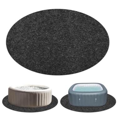 Imagem de Cheungren Tapete inflável redondo para banheira de hidromassagem de 90 polegadas de diâmetro, tapete extra grande para banheira de hidromassagem acima do solo, tapete protetor de piscina externo