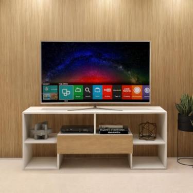 Imagem de Rack Para Sala De Estar Vazado 1.10m Design Moderno com Nichos Abertos para TV e Eletrônicos