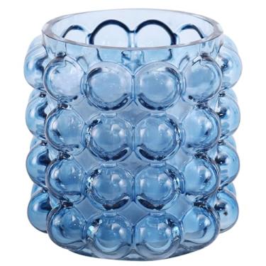 Imagem de MARTAGE Vaso de bolha de vidro, vaso de vidro azul, vaso de vidro pequeno, vaso de flores, vaso exclusivo, vaso de vidro curto para sala de estar, quarto, mesa de jantar, escritório, casamento, mesa