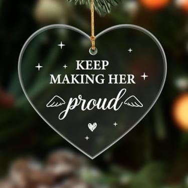 Imagem de Presentes memoriais, enfeites de Natal, lembrança de luto, perda de amado, mãe, presente de lembrança, avó, continue fazendo dela orgulhosamente enfeites de acrílico para decoração de árvore de Natal