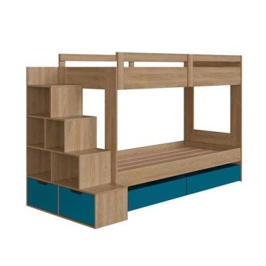 Imagem de Beliche Charlie 4 Gavetas Aveiro e Azul - Completa Móveis