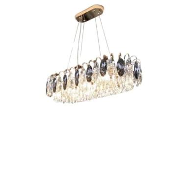 Imagem de Luminária pendente de cristal pós-moderna de luxo - Iluminação principal simples e elegante para sala de estar | Zhongshan Home Decoration, adequada para quarto e sala de jantar (oval de 100