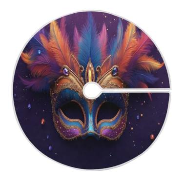 Imagem de Blueangle Saia de árvore colorida para Mardi Gras de 118 cm, saia de poliéster macio para decoração de carnaval (203)