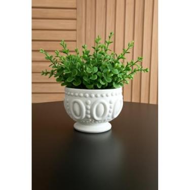 Imagem de Vasinho Decorativo de Gesso Luxo com Acabamento Fosco e Relevos Artísticos | Para Flores Secas e Artificiais(Vasinho Decorado Exclusivo)