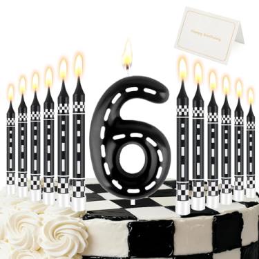 Imagem de Vela número de vela de aniversário de corrida (número 6, preto)
