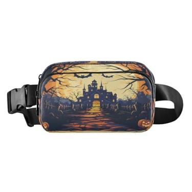 Imagem de CEBUGI Pochetes de caminhada para homens e mulheres, fundo de Halloween, moderno, resistente à água, com cinto ajustável para treino, viagem, corrida