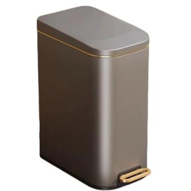 Imagem de uhyOHF Cesto de pedal de aço inoxidável 13L, lixeira fina com tampa, cesto de lixo de fechamento lento para banheiro, cozinha e escritório - Lixeira branca elegante para gerenciamento eficiente de