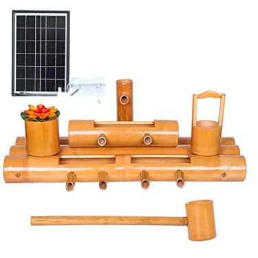 Imagem de Fonte solar zen jardim fonte de água bambu bomba de balanço de água paisagem, decoração de jardim japonês, decoração de 70 cm