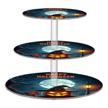 Imagem de CEBUGI Suporte de cupcake de 3 camadas, abóboras brilhantes, suporte redondo para bolo, torre, bandeja de servir em camadas de acrílico para chá, chá de bebê, casamento e mais