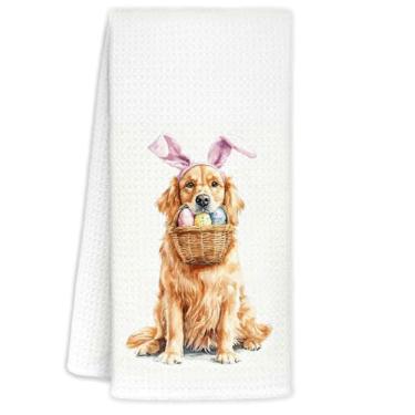 Imagem de YTRGI Toalhas de mão para decoração de cães Golden Retriever para banheiro e cozinha, presentes Golden Retriever de Páscoa para crianças, adolescentes, meninas, amantes de cães, mulheres, toalhas de