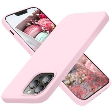 Imagem de Cordking Capa projetada para iPhone 13 Pro, capa protetora de silicone ultrafina à prova de choque com [forro macio de microfibra antiarranhão], 15,1 cm, rosa giz
