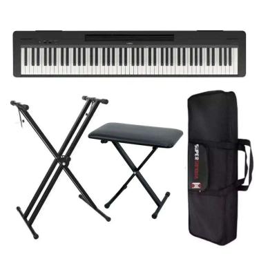 Imagem de Piano Digital Yamaha P-145 Bluetooth  - 88 Teclas GHC Toque Realista + Suporte em X + Banqueta + Capa