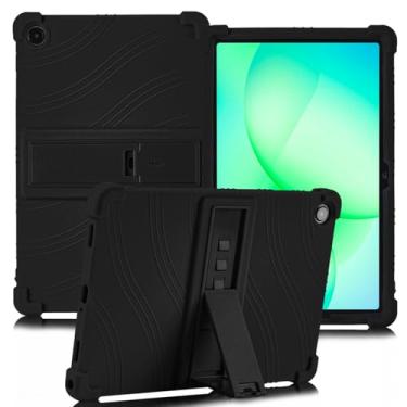 Imagem de ATOOZ Capa para Samsung Galaxy Tab A9 Plus (SM-X210/X216/X218), capa infantil de silicone macio para Samsung Galaxy Tab A9 Plus 11 polegadas 2023 Samsung Tab A9 Plus com suportes (preto)