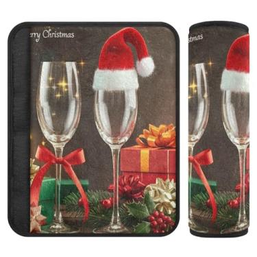 Imagem de Burbuja Copos de vinho para cinto de segurança de carro de Natal, almofadas macias e confortáveis para cinto de segurança para alça de ombro de assento, 1 par pequeno