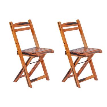 Imagem de Kit 2 Cadeiras Dobrável Madeira Maciça Ypê Perfeita Para Ambientes Externos E Cobertos Cerejeira