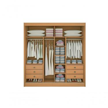 Imagem de Guarda Roupa Titanium 2 Portas 6 Gavetas Com Espelho Sem Pés D' Doro Cinamomo/off White