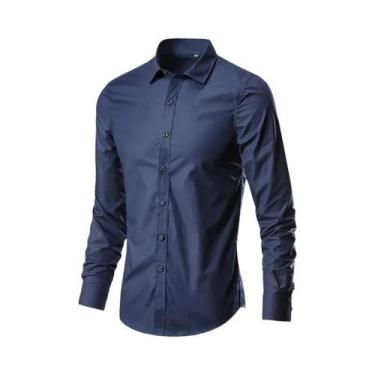 Imagem de Camisa Social Masculina Slim Fit De Manga Longa Antirrugas Elástica Ma