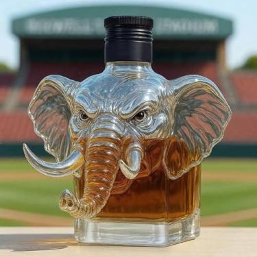 Imagem de Garrafa de uísque, em formato de elefante, 283 g, garrafa de vidro, 3D, tema animal, garrafas de vinho vazias para armazenar bebidas alcoólicas, decoração de arte exclusiva, presente para homens