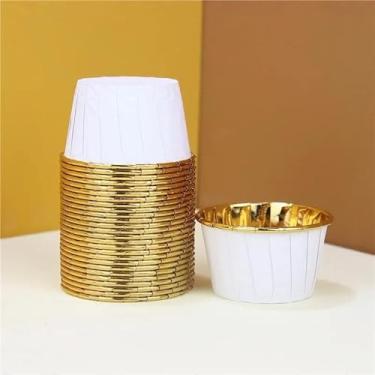 Imagem de Pacote grande com 50 peças, forro de queque, envoltórios de bolo, bandeja de panificação, copos de papel, utensílios de pastelaria, suprimentos de festa (branco, 50 peças)