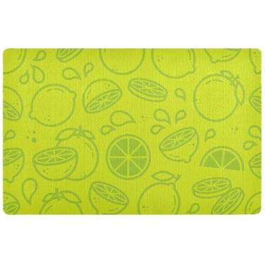 Imagem de TSENQUE Tapete personalizado verde neon limão limão Halloween bonito decoração de varanda frontal, tapetes de entrada, tapete de banho absorvente de água interna, antiderrapante, 81 cm x 50 cm