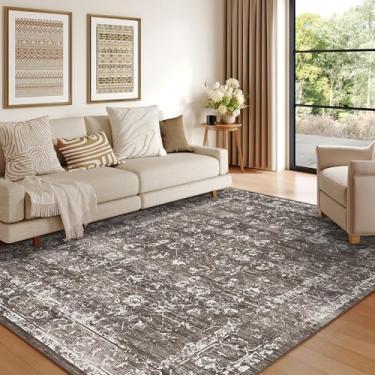 Imagem de Tapetes laváveis para sala de estar, tapetes boho neutros para quarto, tapete vintage grande de lã sintética macia para berçário, sala de jogos, dormitório, escritório, sala de jantar, antiderrapante