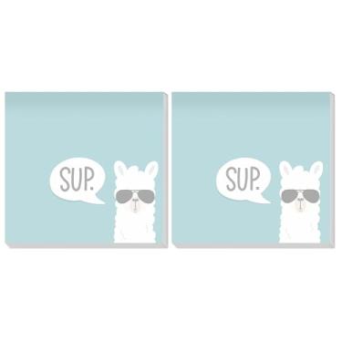 Imagem de TTFZYYDS Pacote com 2 notas adesivas 7,5 x 7,6 cm, forte poder de colagem, fácil de colocar para casa, escritório, 80 folhas/blocos, lhama engraçado