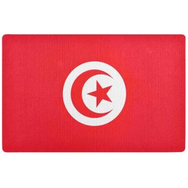 Imagem de TSENQUE Tapete de outono personalizado com bandeira da Tunísia, tapete de outono fofo, tapete de boas-vindas engraçado grande lavável tapetes de entrada internos para casa 81 x 50 cm