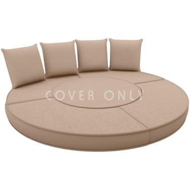 Imagem de Capa de almofada para sofá ao ar livre, capa de almofada de cama redonda de substituição de 167,6 cm, capa de almofada externa à prova d'água e resistente ao desbotamento - capas de almofada de sofá