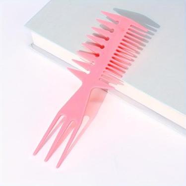 Imagem de Pincéis de extensão de cabelo 3 em 1 em formato de osso de cauda de peixe - Desembaraçante estilo e coloração para salão, uso doméstico, viagem (rosa)