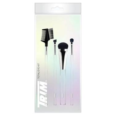 Imagem de Trim – Kit de Pincéis de Maquiagem para Olhos | 4 Peças: Sombra, Esfumar, Delinear e Escova de Sobrancelhas | Acabamento Profissional em Casa