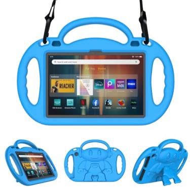 Imagem de Sanyetral Capa infantil leve para tablet com suporte, alça e alça de ombro, incompatível com Nokia TCL - azul