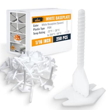 Imagem de ALBO Placas de base do sistema de nivelamento de azulejos 1/40.6 cm - 250 peças - Espaçadores profissionais de piso e parede, clipes de instalação anti-lábios para todos os formatos de azulejo