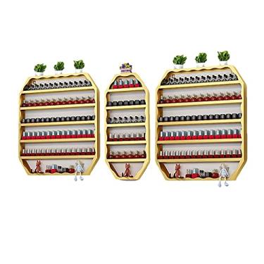 Imagem de Prateleiras de metal para armazenamento de esmaltes de parede, suporte de parede de ferro de 6 camadas, conjunto de prateleiras de esmalte para salão de unhas, prateleira de perfume, organizador de