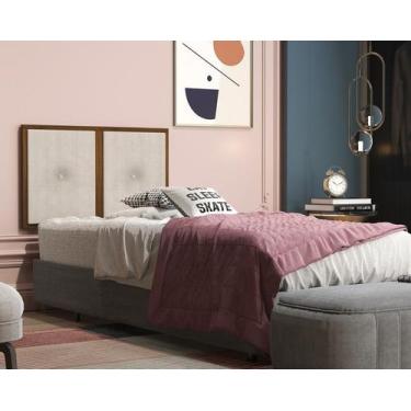 Imagem de Painel Cabeceira Box Solteiro 0,90 Madeira Suede Bege - Comprar Moveis