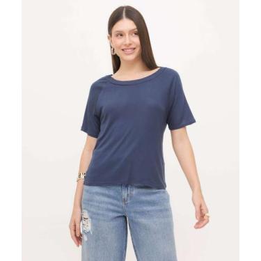 Imagem de Blusa Feminina Básica Manga Curta Marisa-06034, Azul, GG