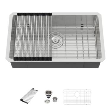 Imagem de Pia de cozinha embaixo de 68 cm – Pia de cozinha Beslend ADA 17 polegadas de profundidade 68 x 40 cm de aço inoxidável calibre 16 para cadeira de rodas design acessível e acessível cozinha