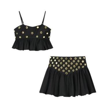 Imagem de Conjunto De Vestido Sexy De Férias Com Saia Mini Plissada De Cintura A